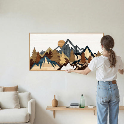 SIGNINART Large Mountain Framed Canvas Wall Art, Boho Sunrise Wilderness Wall Decor, Vintage Forest
