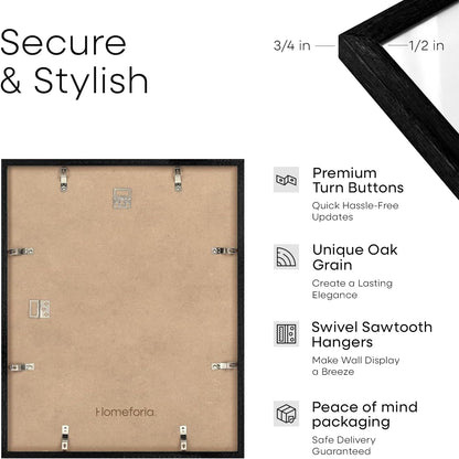 Homeforia 16x20 Diploma Black Wood Frame, High End Oak 16 x 20 Certificate Frames with Mat 14 x 17