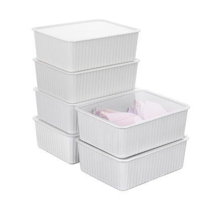 Cetomo Plastic Underwear Drawer Organizer with Lid, Lidded Storage Box for Bras, Plastic Basket for
