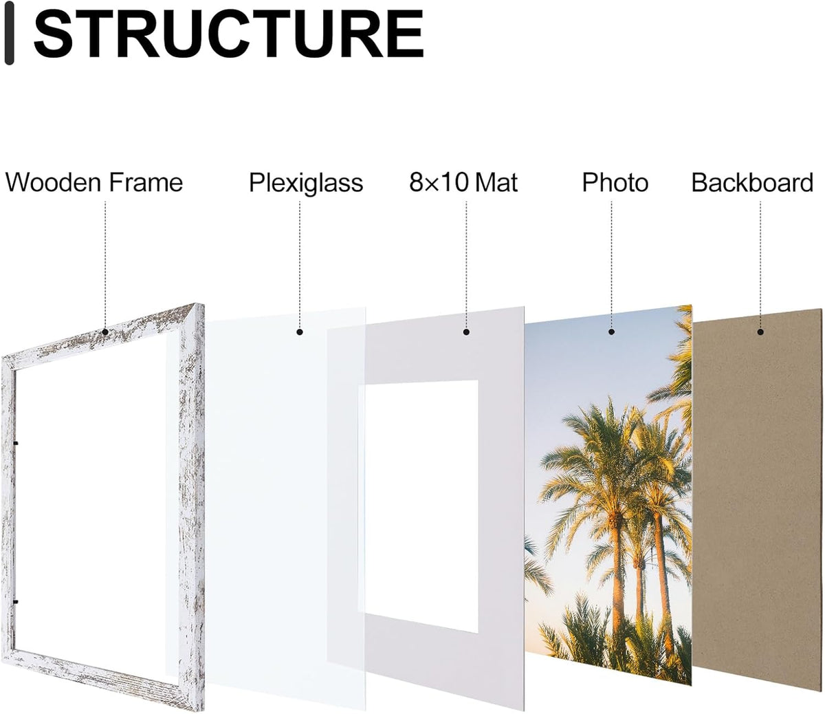 Vittanly 11x14 Picture Frames Set of 9, Shatter Resistant Plexiglass, Display 8x10 Pictures with