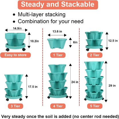 Vertical Planter 5 Tier Stackable Planters Garden Planters Strawberry Herb Flower and Vegetable