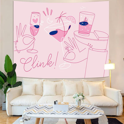 Lunerfex Y2K Tapestry Pink Party Wall Tapestry, Cute Tapestries for Bedroom Funny Tapestries Wall