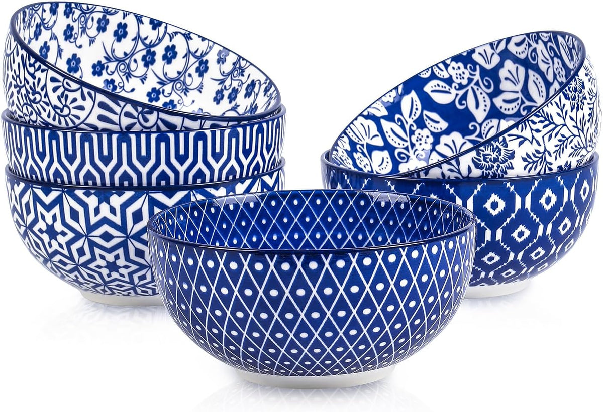 Selamica Ceramic Cereal Bowls Set of 6, 24 Oz Deep Soup Bowls for Kitchen, 5.9 Inch Porcelain