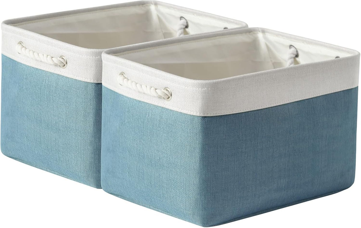 TcaFmac Organization and Storage Basket for Organizing - 16x12x12 inch Large 2 Pack Fabric Storage