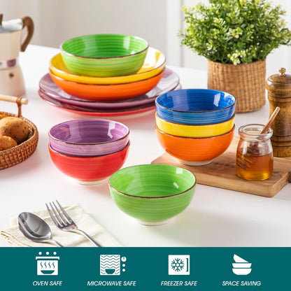 vancasso Bonita 12 Oz Small Bowls Set of 6, Ceramic Mini Dessert & Dipping Dishes, 5" Kids Bowls
