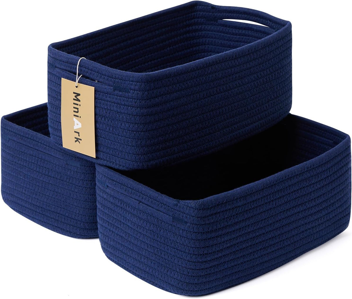 Small Storage Baskets for Organizing | Closet Organizer Bins | Shelf Toy Basket | Woven Rope