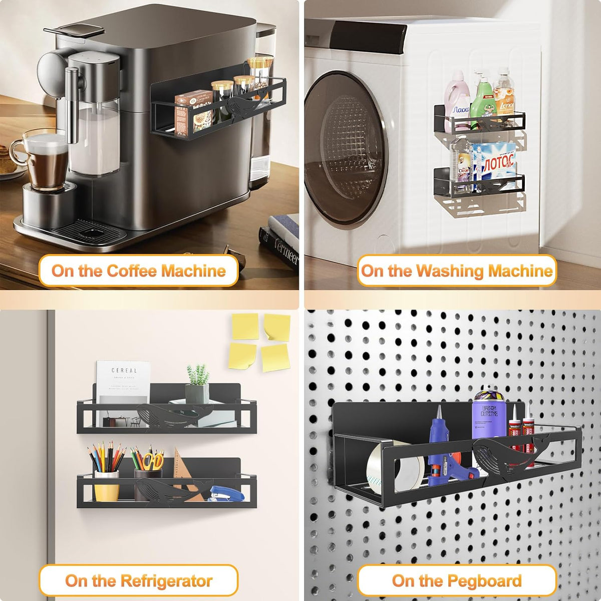 Magnetic Spice Rack for Refrigerator, 2-Pack Metal Spice Organizer for Kitchen Storage
