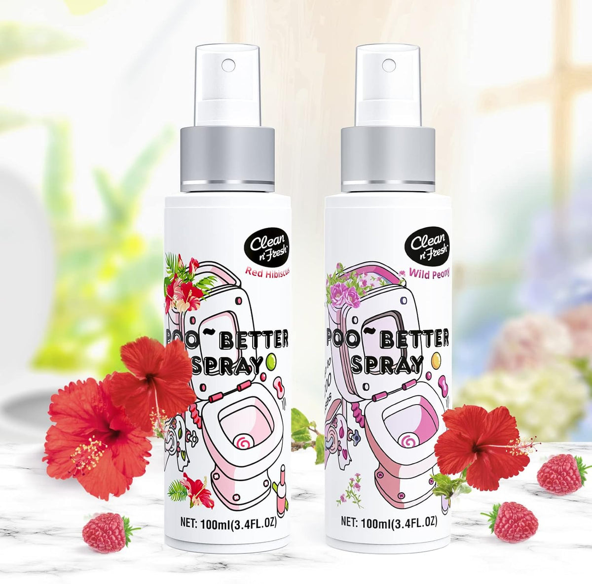 Clean-n-Fresh Toilet Spray 6.8 Oz, Hibiscus Scent, Bathroom Odor Deodorizer, A Great Air Freshener