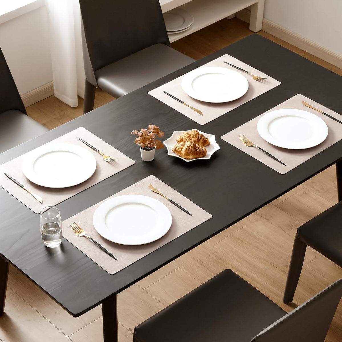 MOSAYT Vinyl Placemats Set of 12-12 X 17 Inch - Faux Leather 100% Waterproof Oil-Proof Wipeable PU
