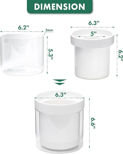 Phoenix Vine 6 Inch Self Watering Planter, White Terracotta Clay Pot with Glass Reservoir for