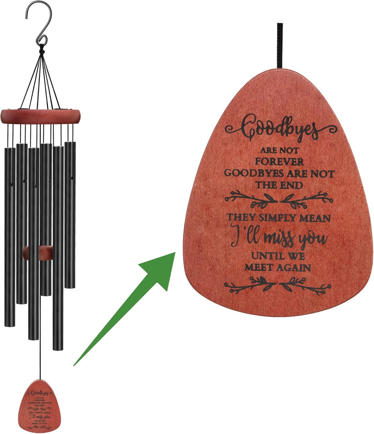 Memgift Memorial Wind Chimes - Sympathy Gift for Loss of Parent, Weather-Resistant Outdoor Keepsake