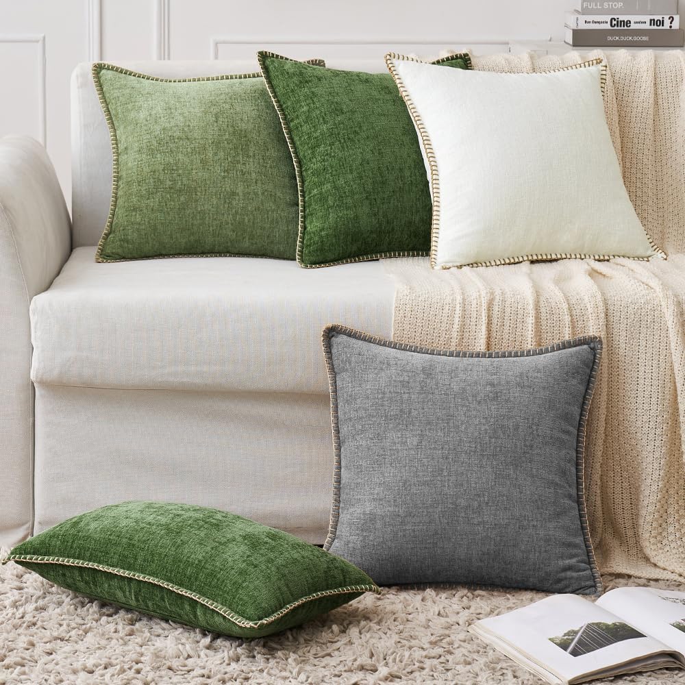 MIULEE Pack of 2 Couch Throw Pillow Covers 24x24 Inch Dark Gray Farmhouse Decorative Pillow Covers