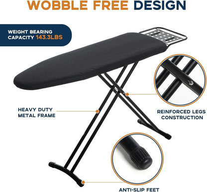 Ironing Board Full Size, RAINHOL 54"x13" Heavy Duty Compact Ironing Board with Iron Rest, Heat