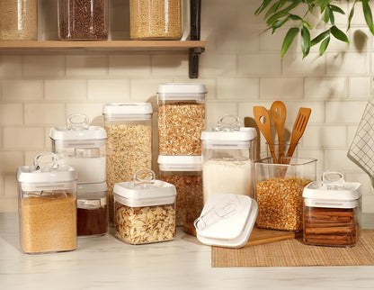 Felli Flip Tite Food Storage Container with Scoop & Lid 5" LARGE Airtight Ring Top, Acrylic