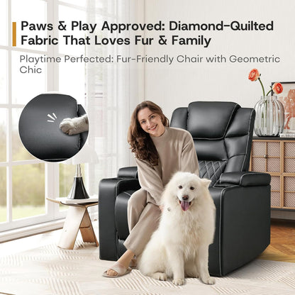 ANJ Power Recliner Chair with USB Port, Electric PU Leather Home Theater Seating for Living Room