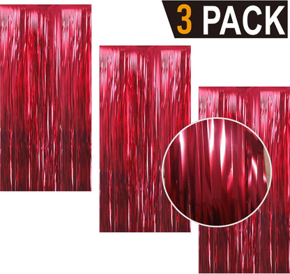 GOER 3.2 ft x 9.8 ft Metallic Tinsel Foil Fringe Curtains Party Photo Backdrop Party Streamers for