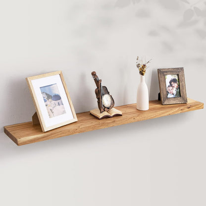 Axeman Rustic Elm Wood Floating Shelves for Wall, 48'' x 8" Deep Wall Shelf with Invisible Bracket