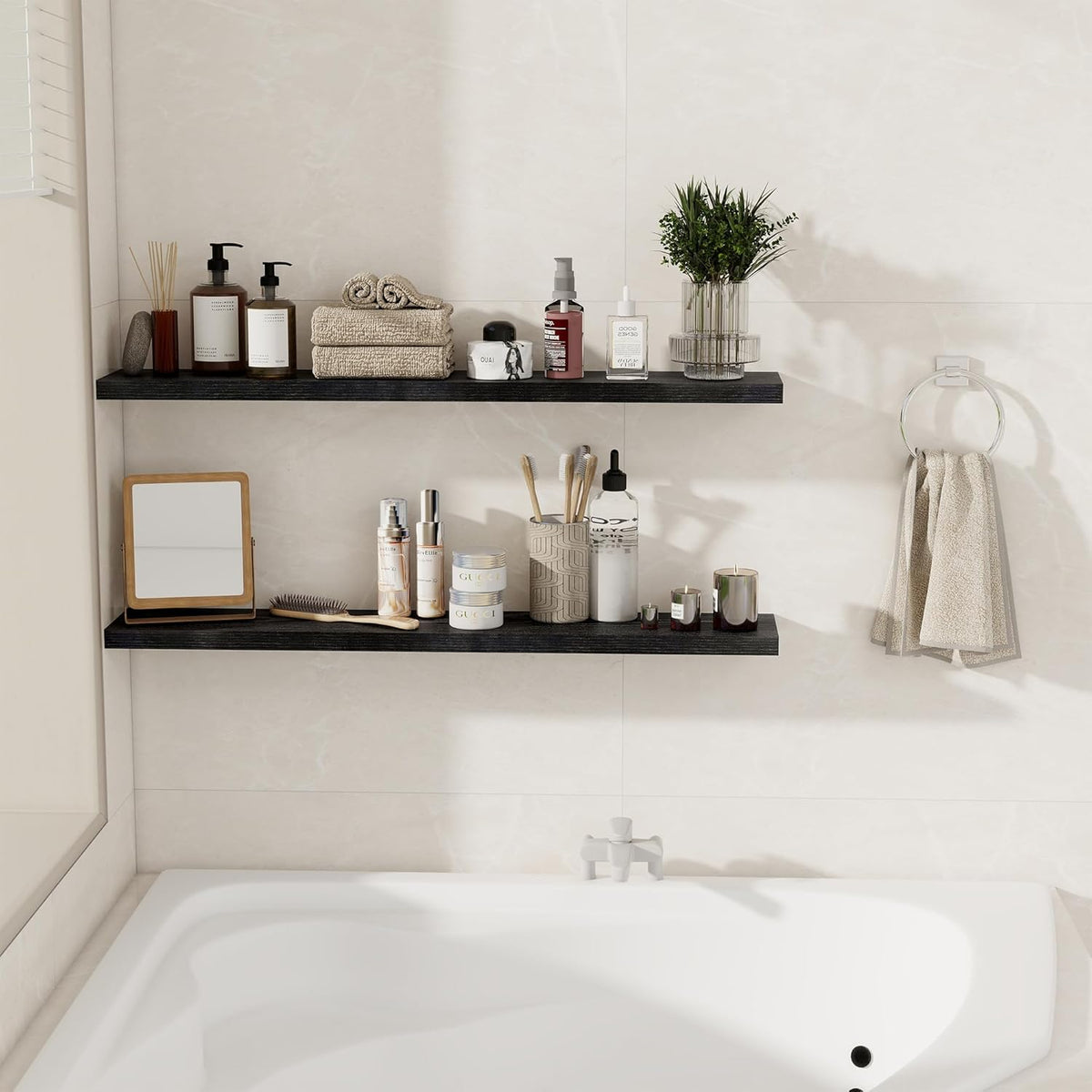Floating Shelves for Wall, 40 Inch Floating Shelves for Home Decor, Wall Mounted Rustic Wood