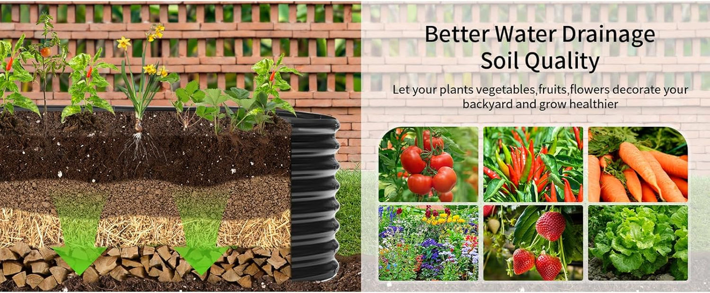 Land Guard 24“ Tall Galvanized Raised Garden Bed Kit, Galvanized Planter Garden Boxes Outdoor, Oval