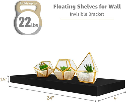 Sorbus Floating Shelves for Wall - 24" Bathroom Shelves, Wall Decor for Bedroom, Kitchen, Living