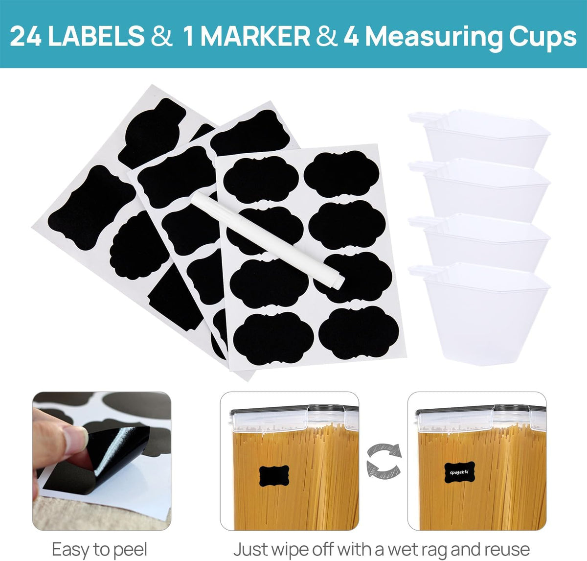 Vtopmart 10 PCS Flour and Sugar Storage Container, Large Airtight Food Canisters with Lids for