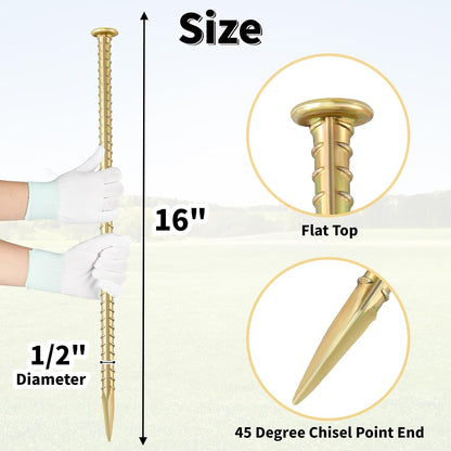 16 Inch Rebar Stakes (20 Pack) 1/2 Inch Diameter Galvanized Steel Ground Anchors Heavy Duty