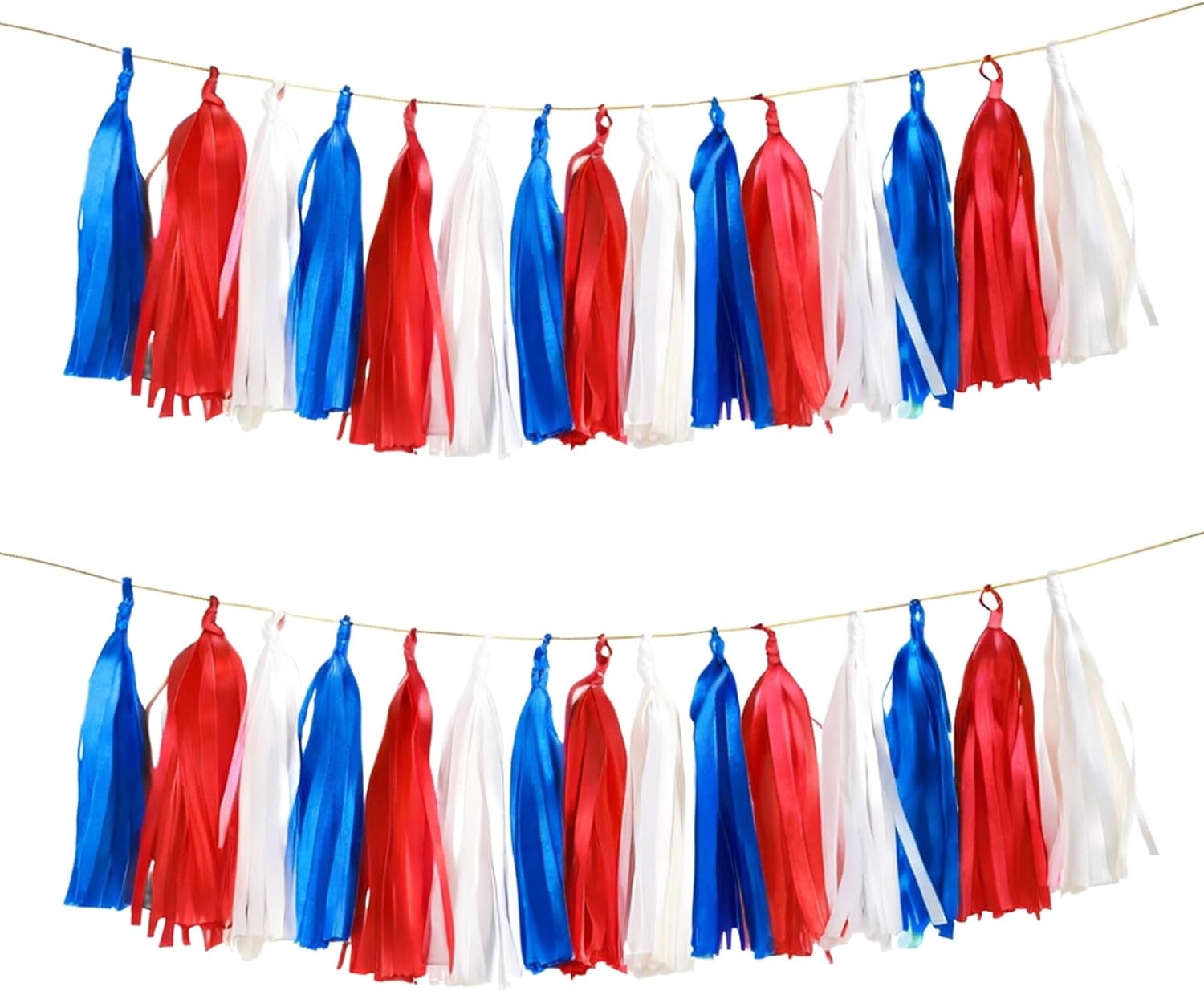 Red White Navy Paper Tassel, 15 Pack, Party Decorations for Birthday, Baby Shower, Sport