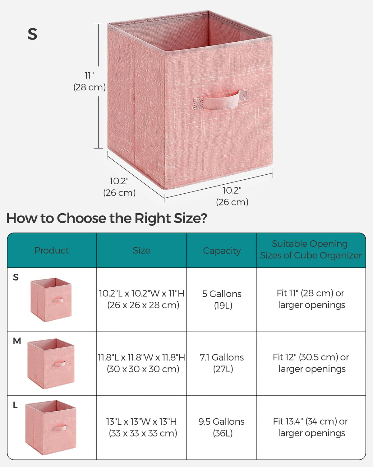 SONGMICS Storage Cubes, Set of 6, 11-Inch Foldable Closet Organizers