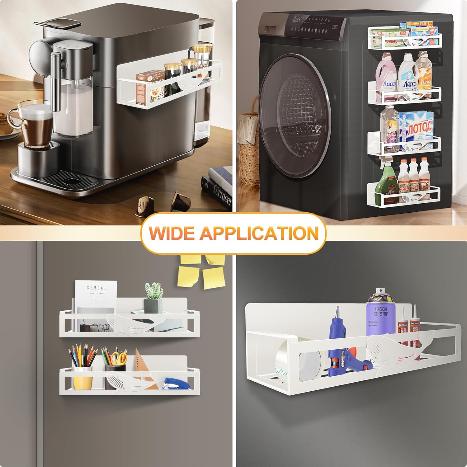 Magnetic Spice Rack for Refrigerator, 4-Pack Metal Seasoning Organizer for Kitchen Storage