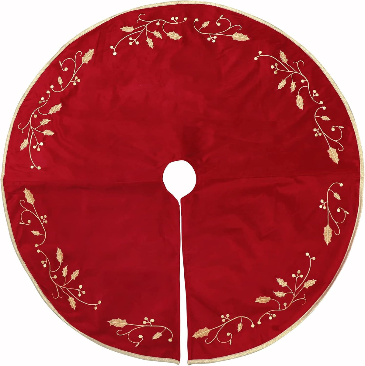 36 Inches Christmas Tree Skirt, Classical Velvet Fur Plush Red Tree Skirt, Xmas Tree Skirts for