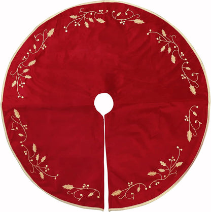 36 Inches Christmas Tree Skirt, Classical Velvet Fur Plush Red Tree Skirt, Xmas Tree Skirts for