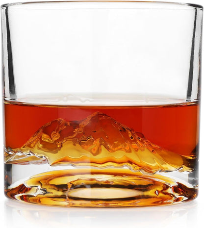 Mount Rainier Heavy Crystal Whiskey Glasses Gift Set of 2, Thick Freezable Bourbon Glass 1lb Each