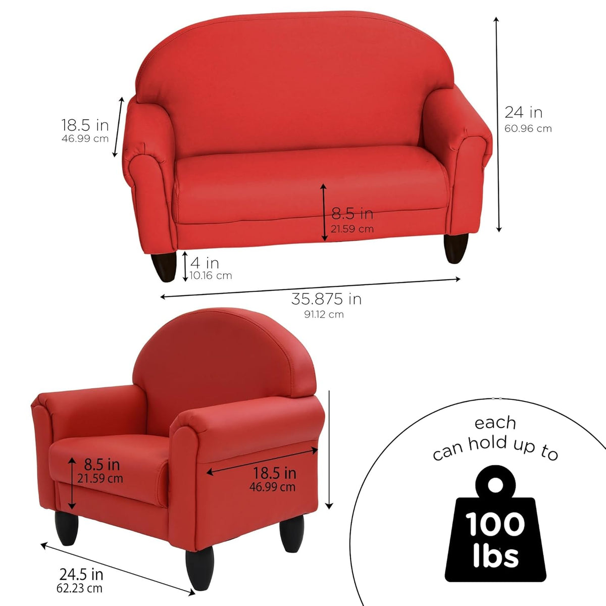 Children's Factory As We Grow Chair and Couch, Flexible Seating for Daycare or Preschool, Kids
