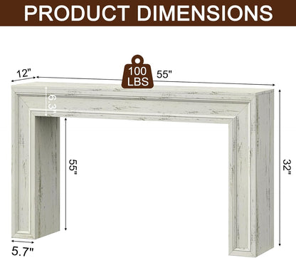 Rresyet 55 Inch Long Console Table, Sofa Table Behind Sofa, Wooden Entryway Table, Farmhouse