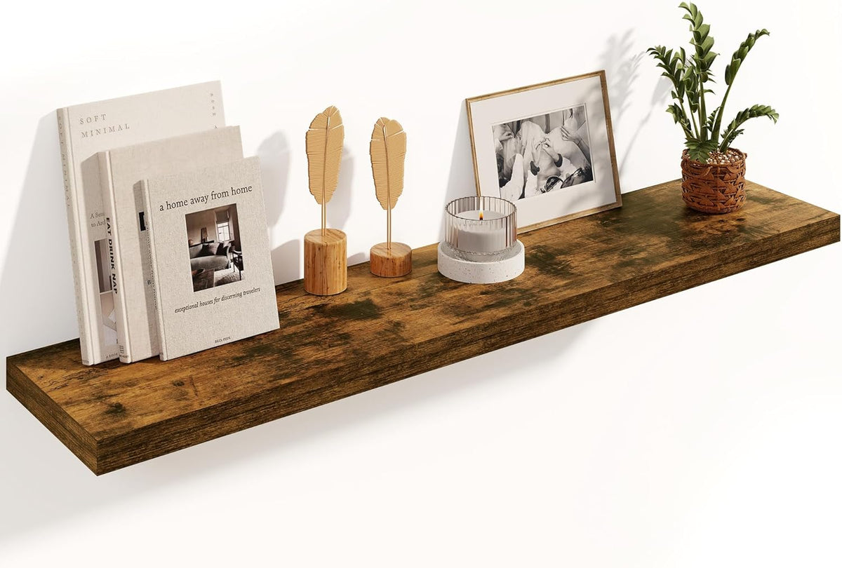 Fun Memories Floating Shelves, 8 Inch Deep Floating Shelves, Rustic Wood Fireplace Mantel 48 in
