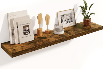 Fun Memories Floating Shelves, 8 Inch Deep Floating Shelves, Rustic Wood Fireplace Mantel 48 in