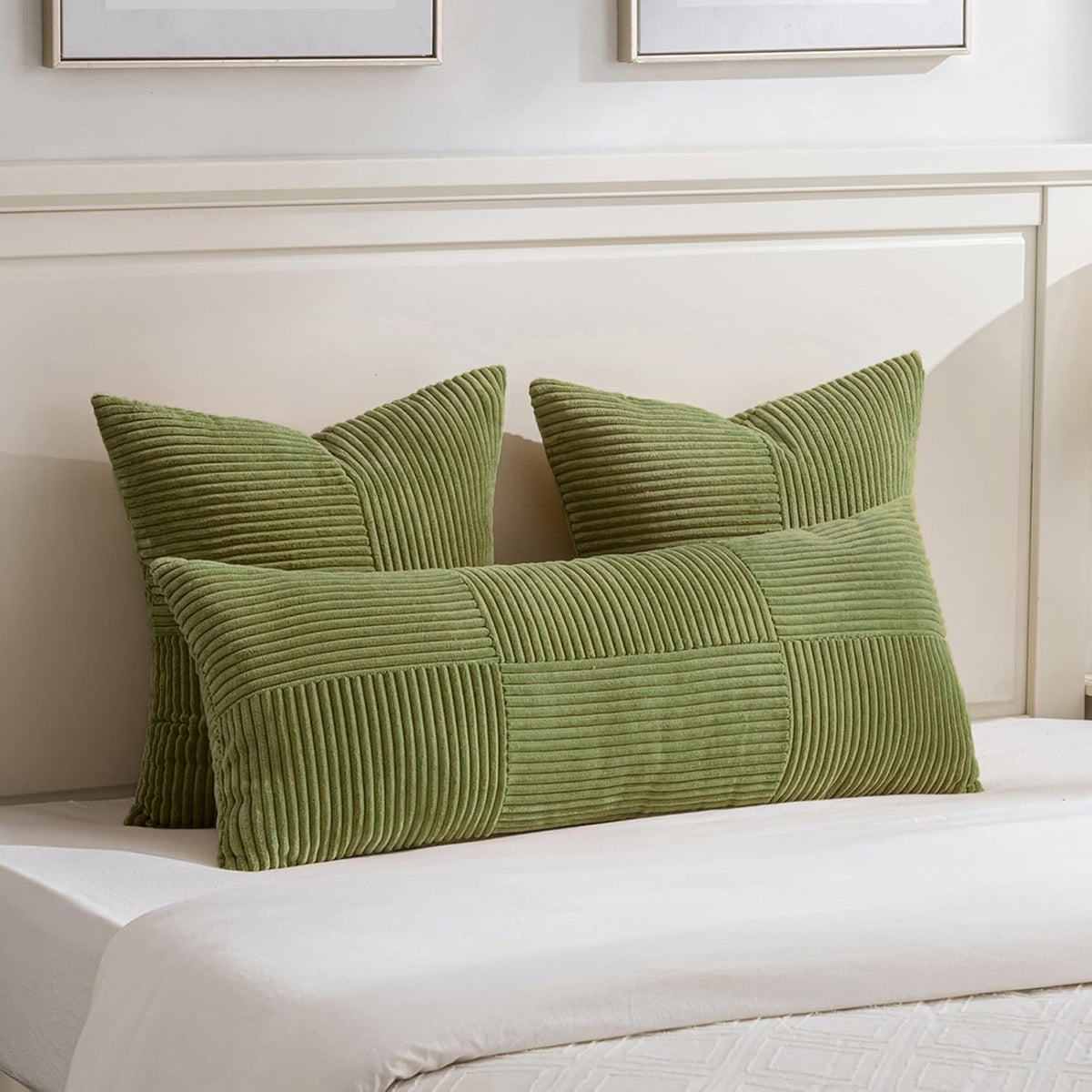 Fancy Homi 2 Packs Moss Green Decorative Throw Pillow Covers 22x22 Inch for Living Room Couch Bed