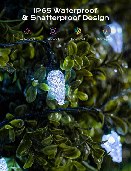 Brightown Solar Operated C6 Strawberry String Lights, 22.64ft 50 LEDs White LED Christmas Fairy