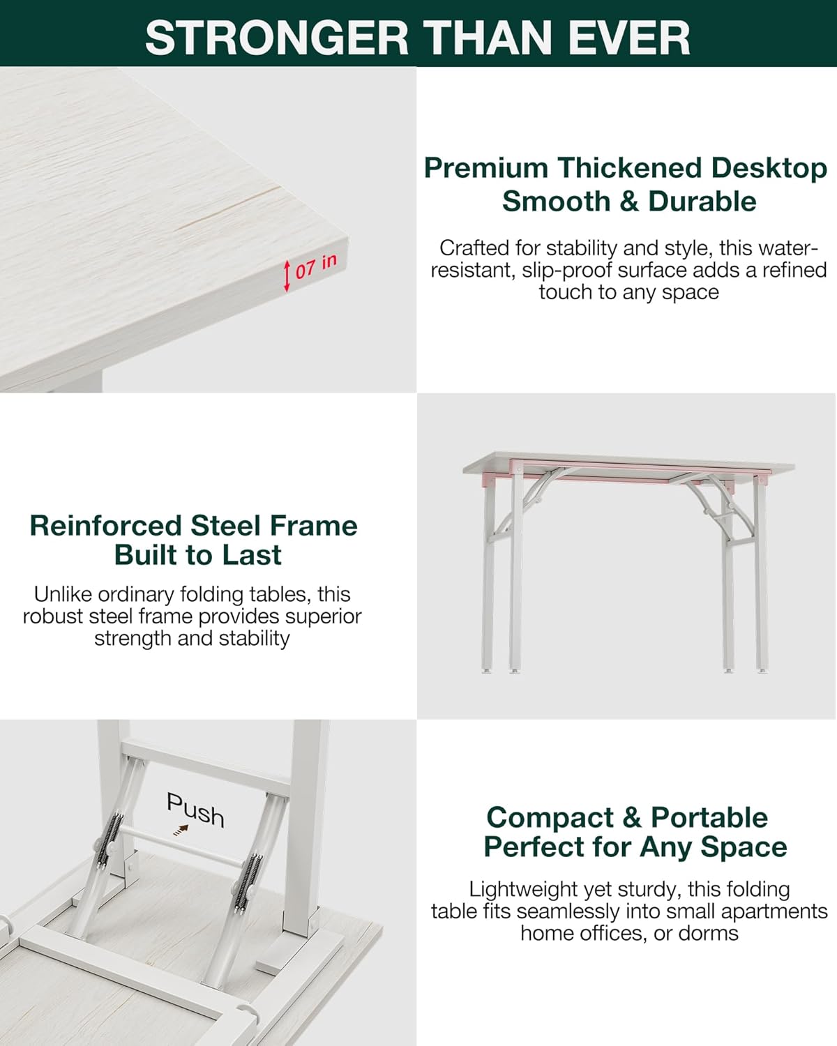 Frylr Small Folding Computer Desk – 35.8 Inch Portable Table for Craft and Study, Lightweight Desk