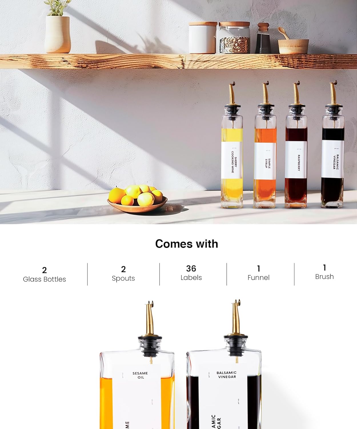 Olive Oil Dispenser for Kitchen, Cooking Oil and Vinegar Dispenser Set, Olive Oil Bottle, Soy sauce