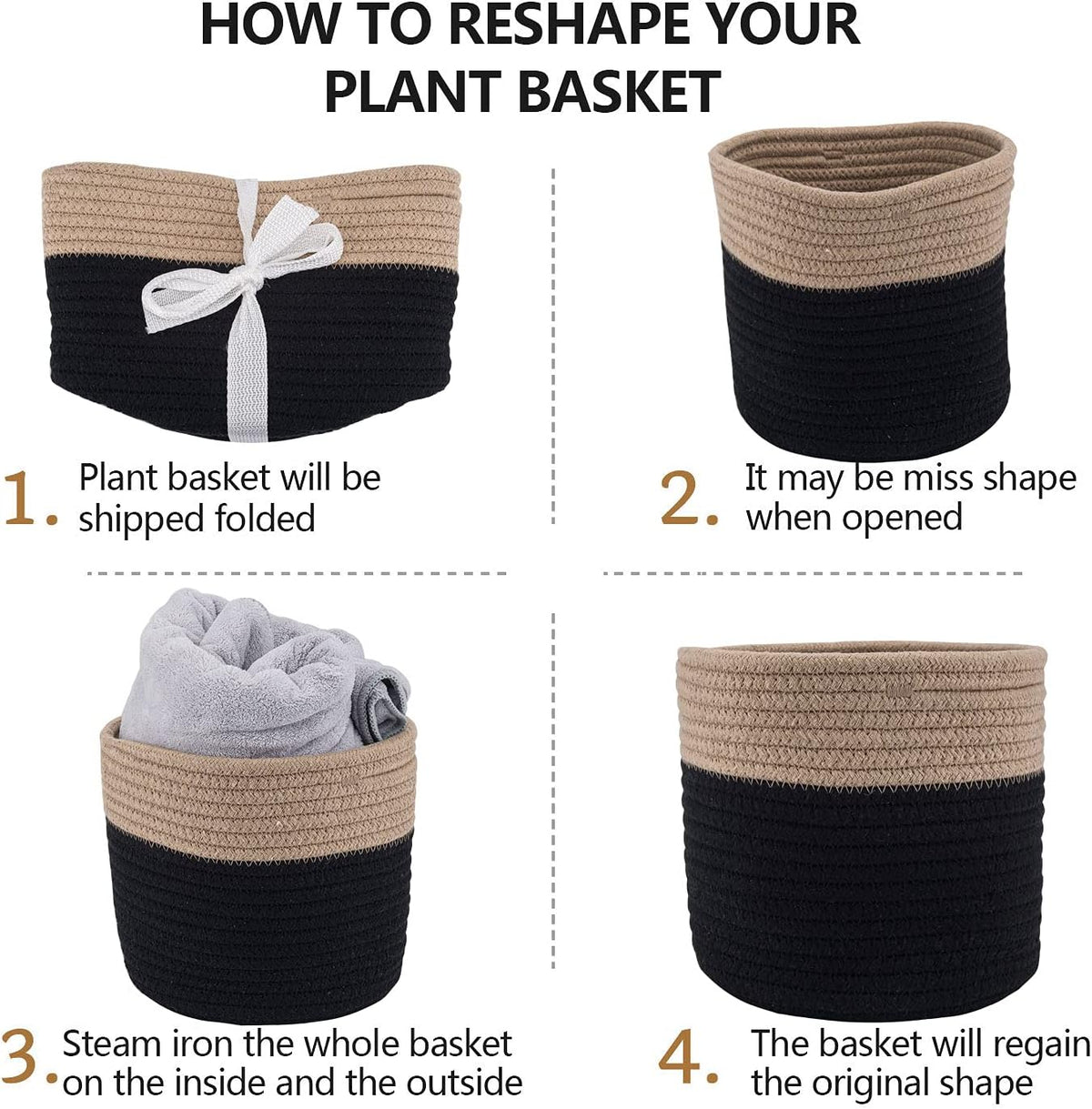 Woven Cotton Rope Plant Basket for 6" Flower Pot Floor Indoor Planters Flower Pot,Home Decor