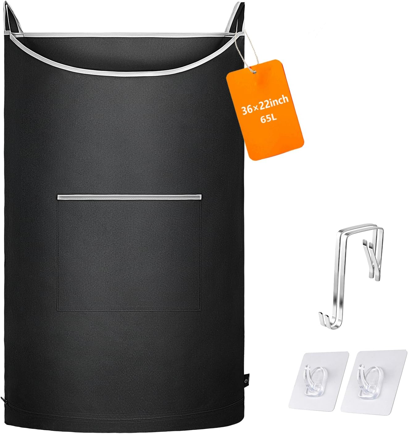 XL Hanging Laundry Hamper Bag, Black Door Hanging Hamper with Large Openging, Hanging Laundry Bag