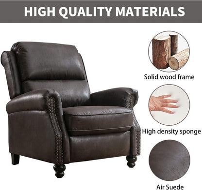 CANMOV Pushback Recliner Chair Faux Leather Armchair Push Back Recliner with Rivet Decoration