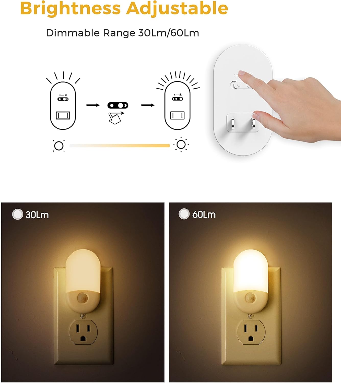 L LOHAS LED Motion Sensor Night Light, Motion Activated Night Light, 4Pack, 3000K Warm White, Night