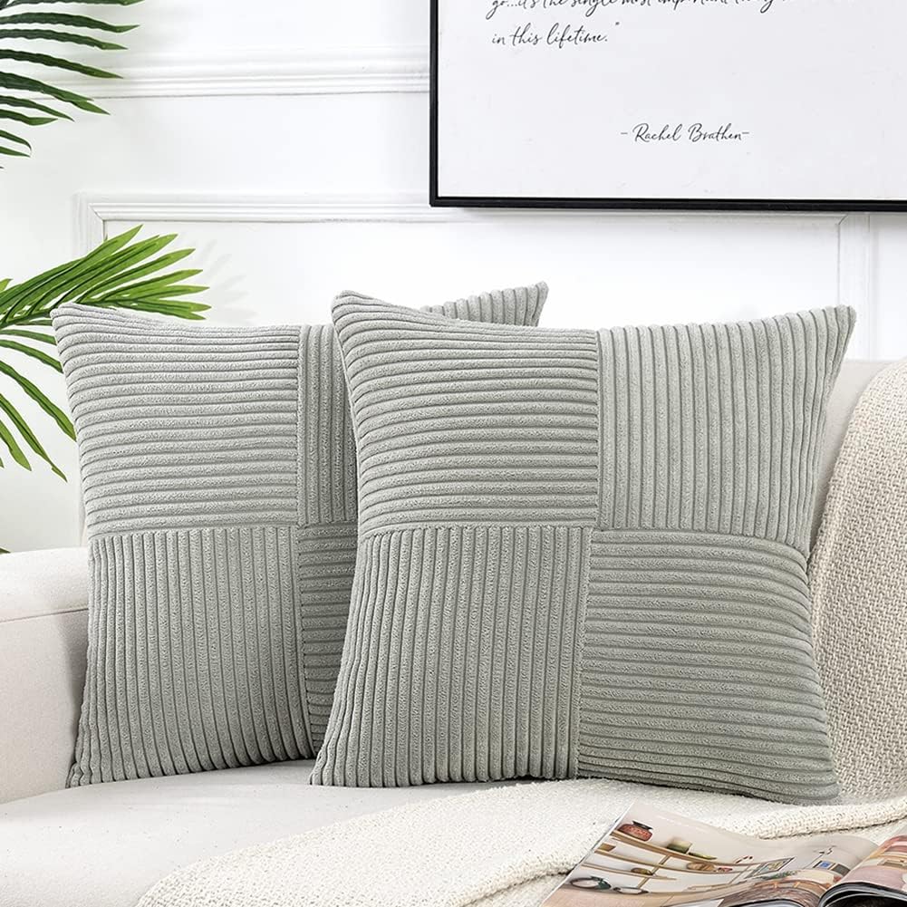 Fancy Homi 2 Packs Grey Decorative Throw Pillow Covers 20x20 Inch for Living Room Couch Bed Sofa
