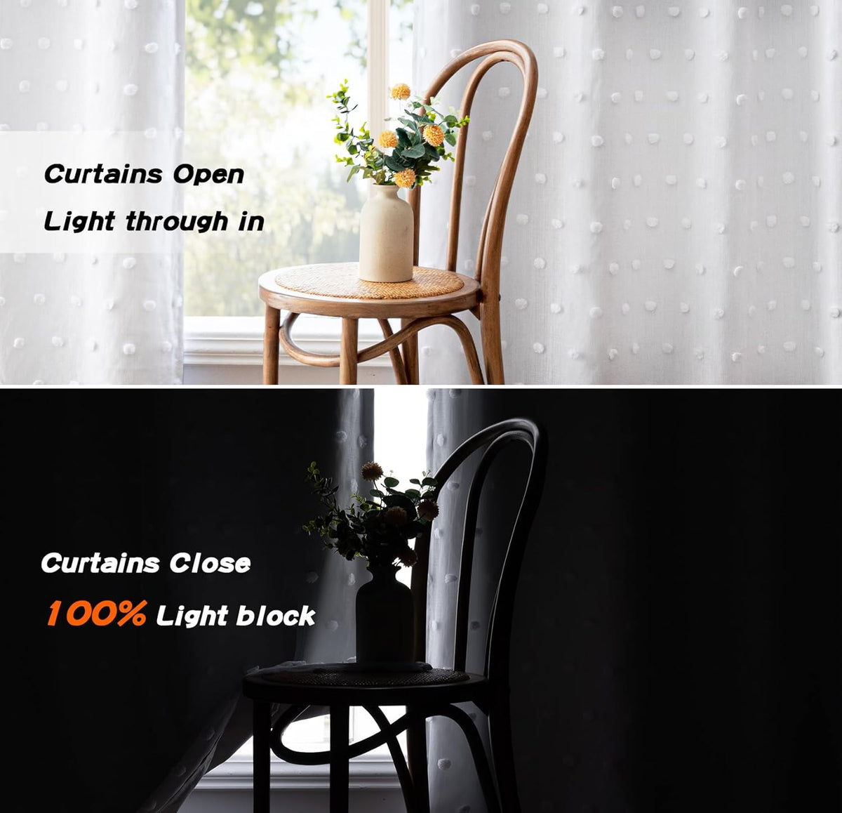 MYSKY HOME 100% Blackout Curtains for Living Room White Curtains 95 Inch Long Light Block Girls