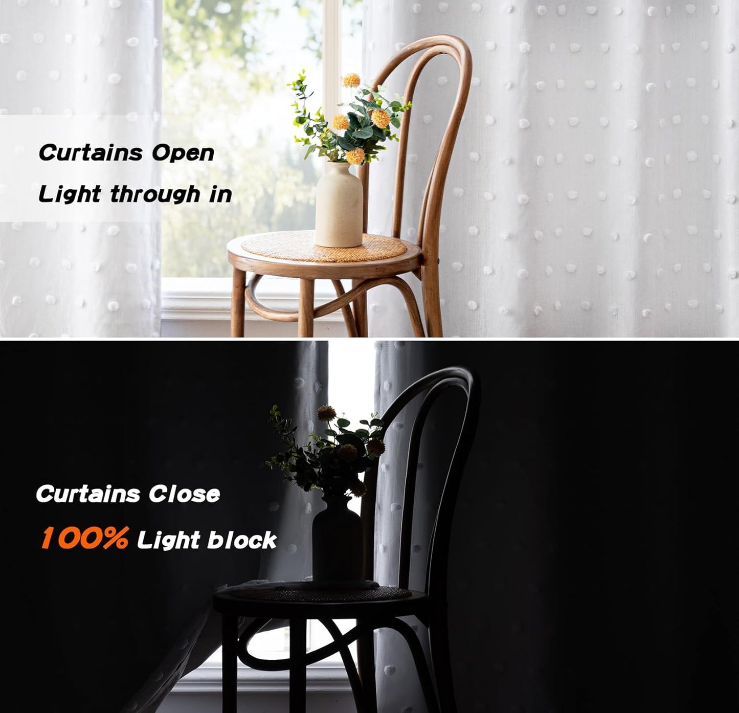 MYSKY HOME 100% Blackout Curtains for Bedroom White Blackout Curtains 63 Inches Long Thermal