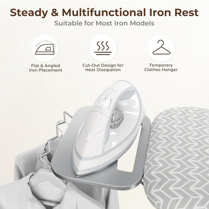 Yaheetech Foldable Ironing Board, Heavy Duty Iron Board with 9 Adjustable Heights, 4 Layer Cover