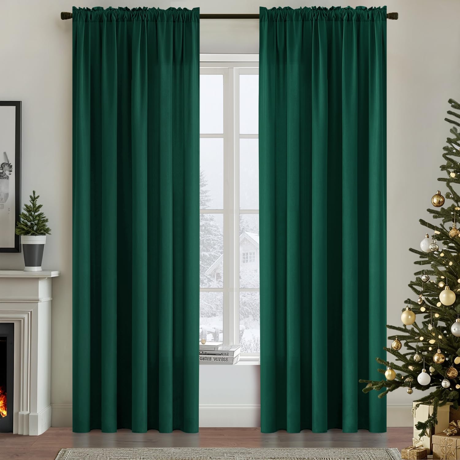 MIULEE Hunter Green Privacy Sheer Curtains That Let Light in 84 Inches Long Non-See-Through Semi