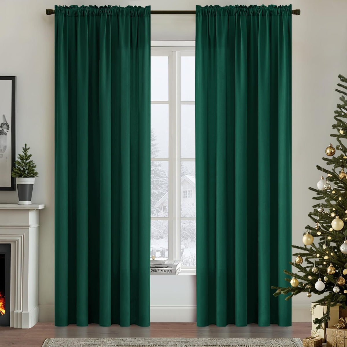 MIULEE Hunter Green Privacy Sheer Curtains That Let Light in 90 Inches Long Non-See-Through Semi
